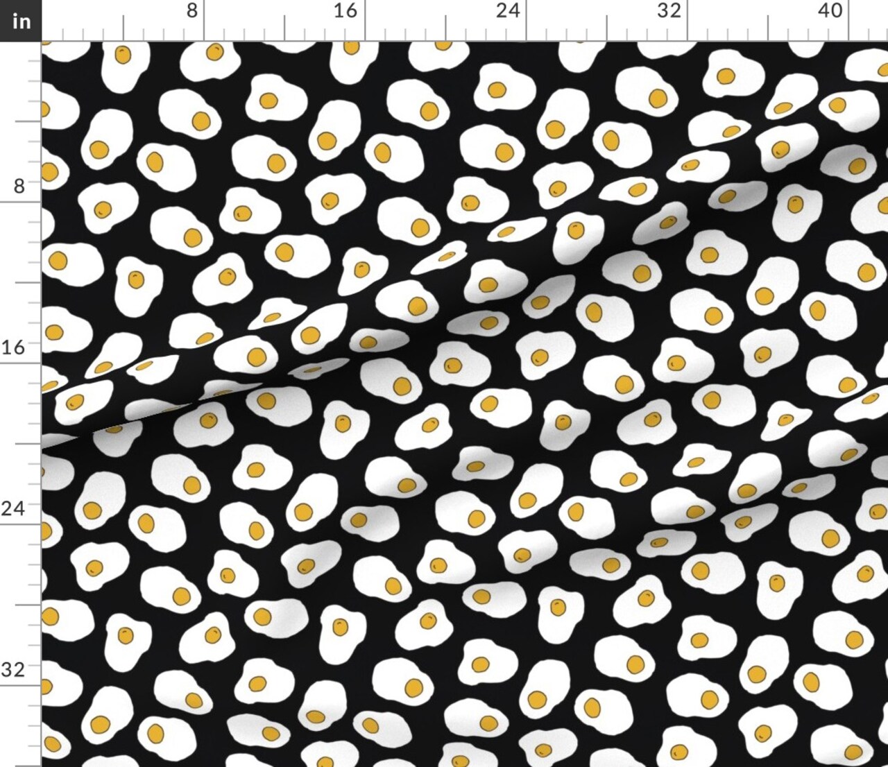 Eggs Black White Food Print Breakfast Kitchen Novelty Egg Custom Printed Fabric by Spoonflower Various Fabrics by the Yard or Fat Quarter